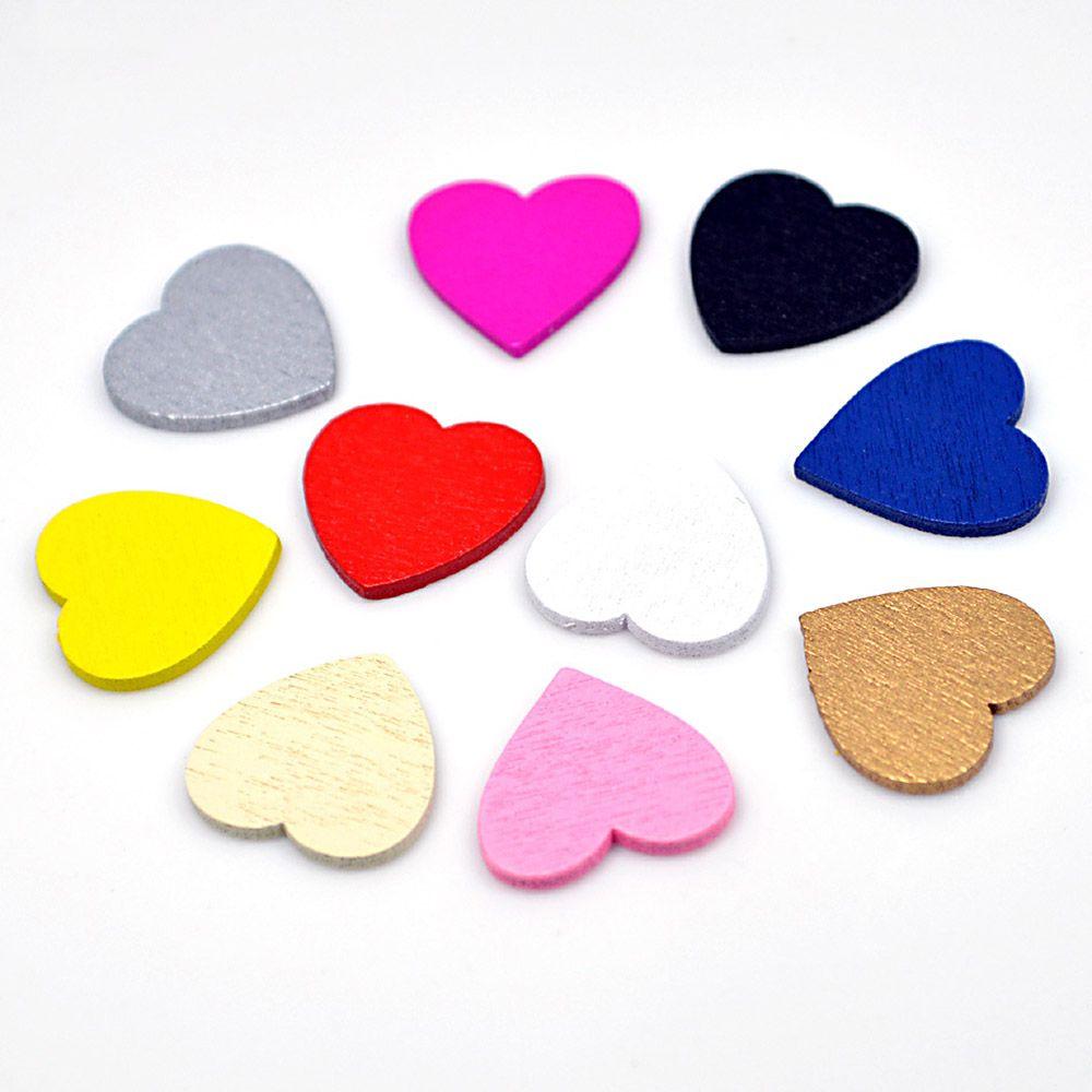 Wedding Ornaments DIY Wall Sticker Wood Crafts Hearts Shaped Confetti Slices Wooden Chips