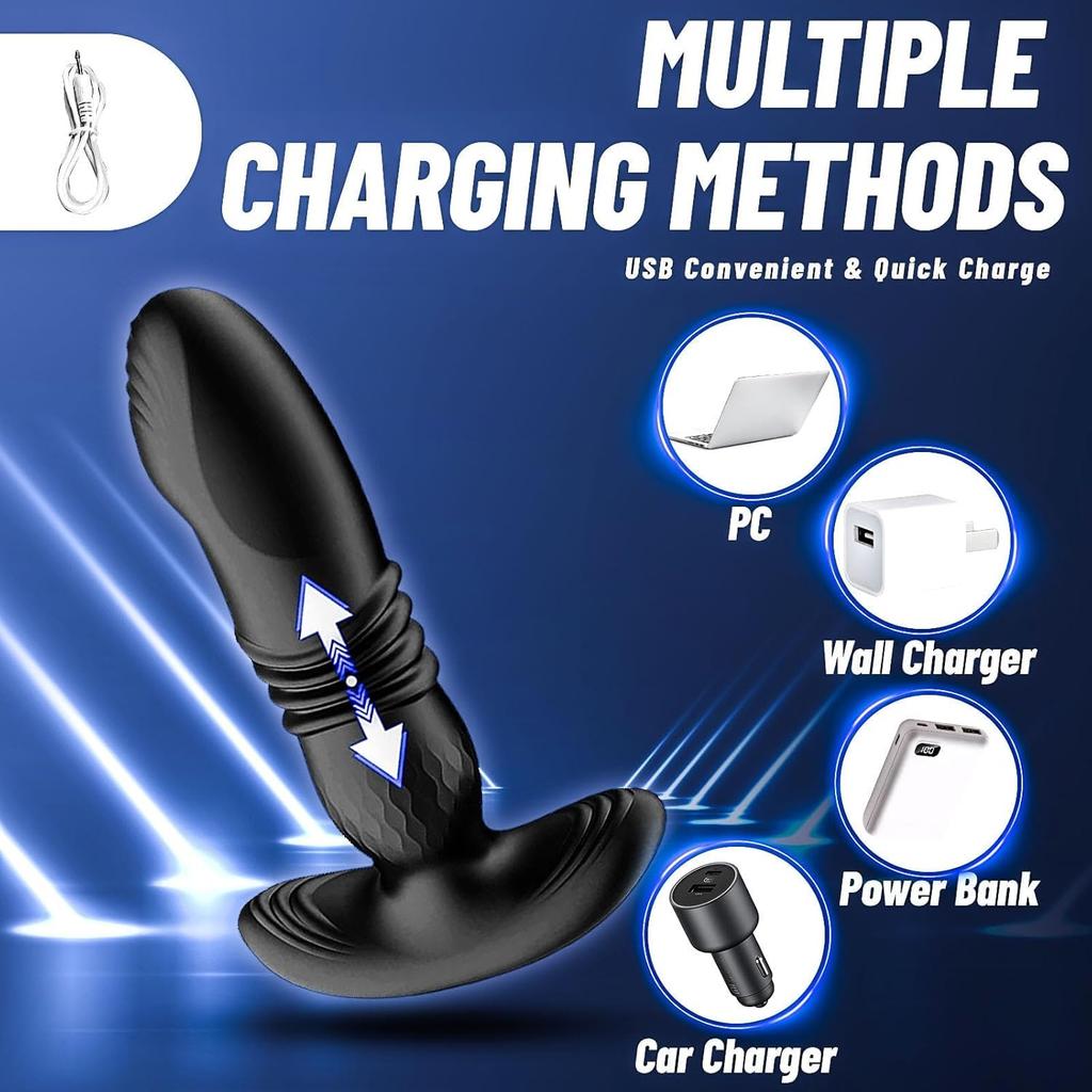 Prostate Massager Anal Vibrator Thrusting Vibrating with Cock Ring Anal Plug Male Sex Toys for Men Enema APP Remote Control