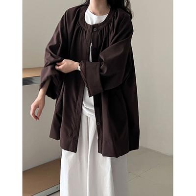 Ленивое Простое Свободное Пальто-Тренч Женское Осень Повседневное Простое Длинное Удобное Пальто