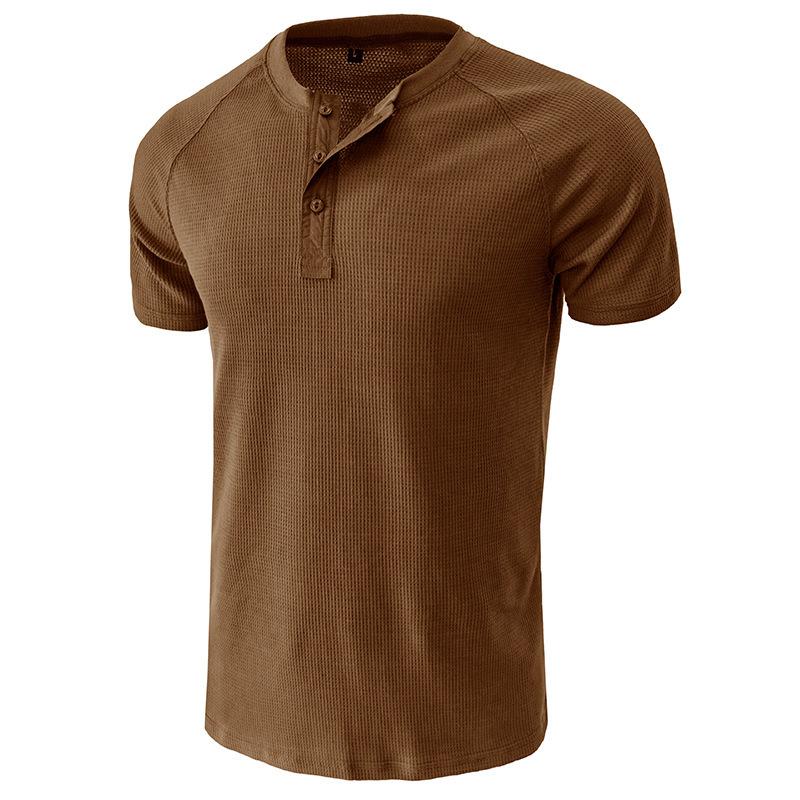 Men's Slim Fit Short Sleeve Waffle Henley Shirts Casual Athletic Workout T-Shirts for Men 3-Button Sports Tee Shirt Summer Moisture Wicking Basic Tops