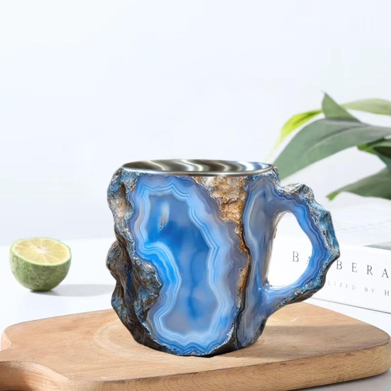 1PC Mineral Crystal Coffee Mug Ins Drinking Water Cups Juice Resin Household Drinking Water With Handle Mug