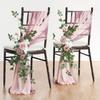 2 Set of Artificial Flowers Wedding Chair Decorations Aisle Pew Church Greenery Swags Bench Ceremony Reception Floral Faux Backdrop Rose Party Outdoor