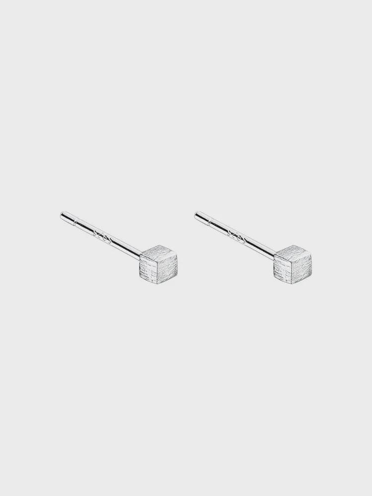 Sterling Silver Geometric Sugar Cube Earrings for Women - Simple Korean Style Ear Bone Studs