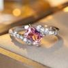 Dlicate Silver Color Rings for Women Square Pink CZ Zircon Ring Romantic Wedding Party Jewelry Gift