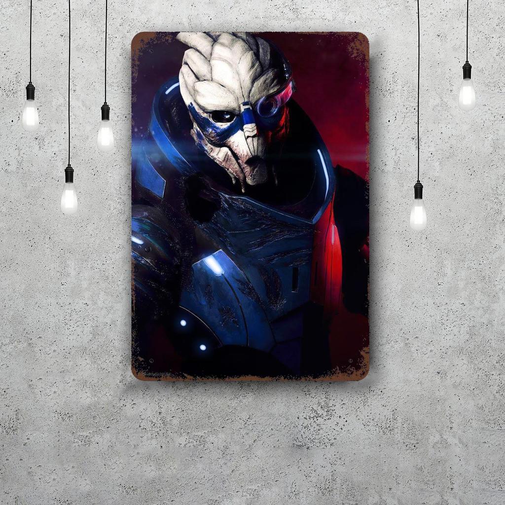 Гаррус Крупным Планом Mass Effect Винтажные Металлические Жестяные Вывески Постеры Декор Ретро Металлическая Табличка Настенное Искусство Декор для Гаража Бара