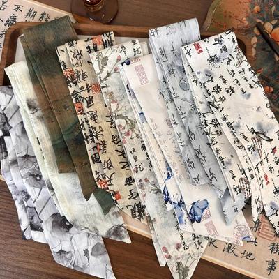 Новая китайская лента для волос, повязка на голову, бант, резинка для волос, веревка для волос, шелковый шарф с принтом бабочек, женский тюрбан для завязывания волос, модный головной убор