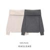 Kaslead New Women Clothes Western Style off-Shoulder Pullover Sweater Loose Solid All-Match French Style Top