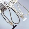 Phone Lanyard Women's Long Leather Woven Metal Chain Phone Case Detachable Phone Lanyard Diagonal Cross Bag Decoration