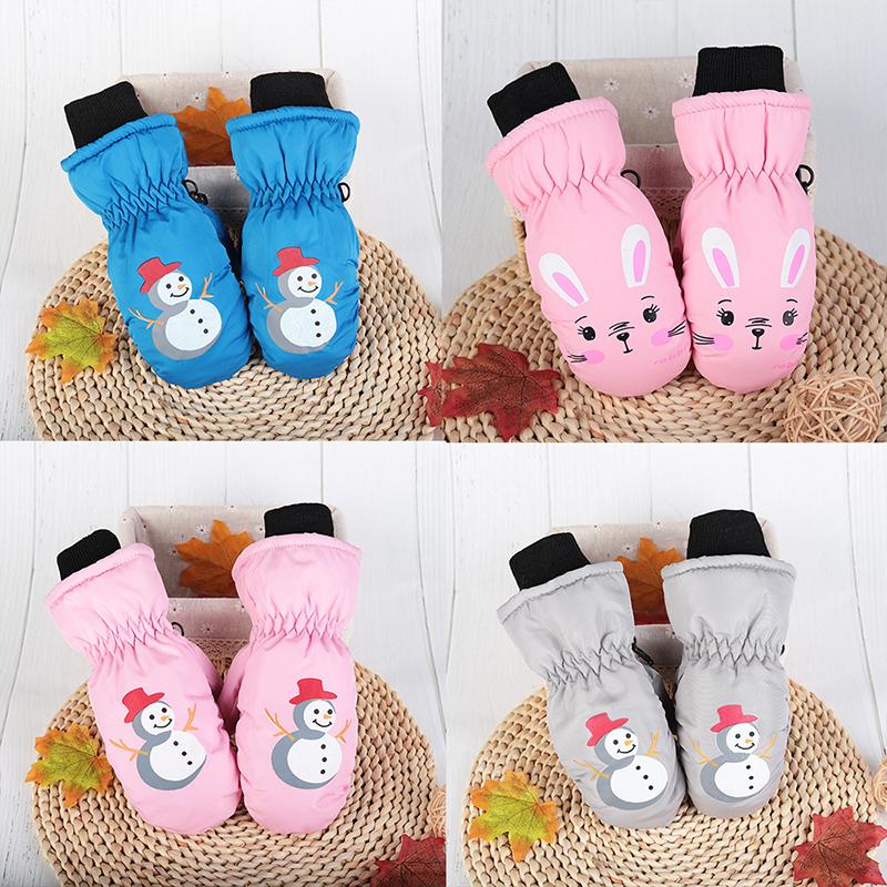 Осенне-зимние детские перчатки, рождественские детские варежки с мультяшным принтом для девочек и мальчиков, толстые флисовые водонепроницаемые детские перчатки на полный палец