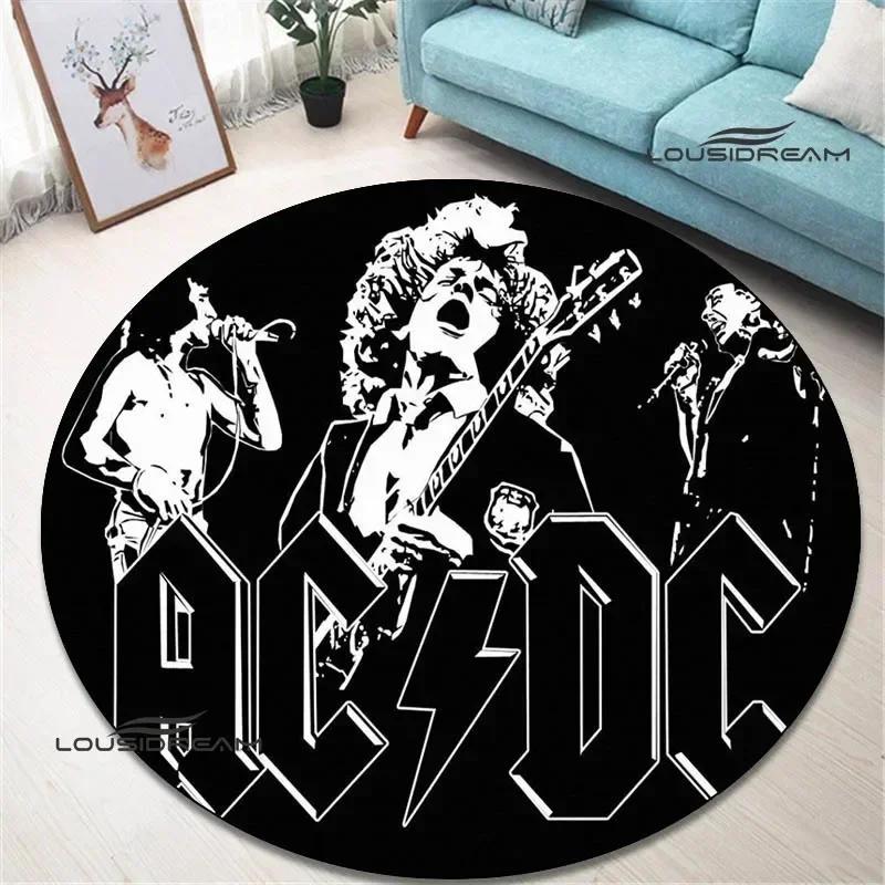 Rock band AC/DC retro printed round carpet bedroom beautiful carpet non -slip door pad floor mats area rug birthday gift