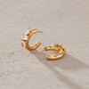 Uworld Geometric Zircon C Shape Stud Earrings For Women Minimalist 18K Gold PVD Plated Stainless Steel Earrings Fashion Jewelry
