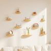 1Pc Wall Mounted Art Decoration Wall Decoration Modern Simplicity Wooden Shelf Atmosphere Display Rack Storage Rack Half Circle