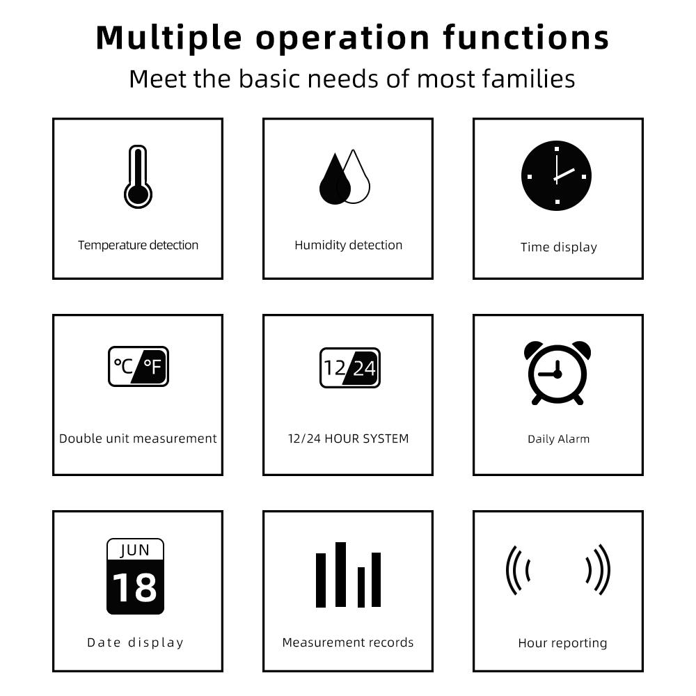 Многофункциональный измеритель температуры и влажности с ЖК-дисплеем, электронные часы с термометром и гигрометром для домашнего интерьера