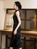 Slim Black Velvet Halterneck Cheongsam: 2025 Young Style Evening Dress