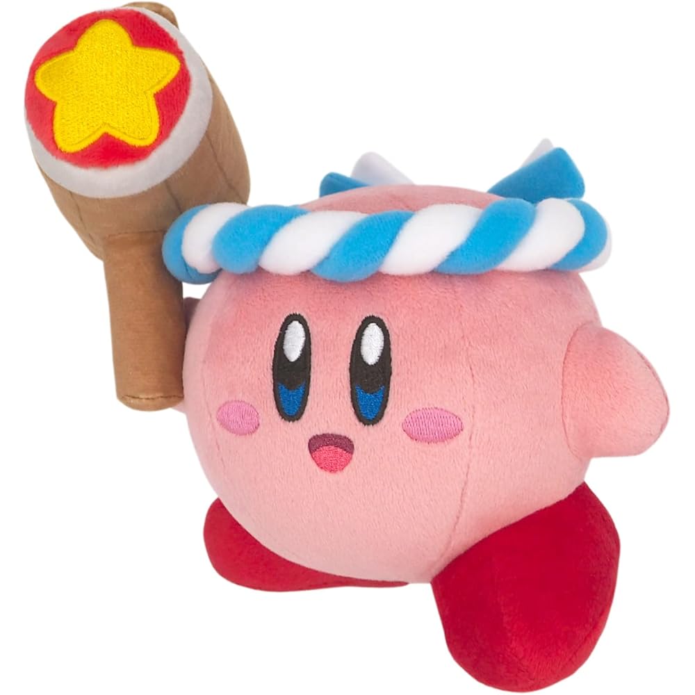 Sanei Boeki Kirby Коллекция Всех Звезд Кёрби с Молотом Плюшевая Игрушка 17x11.5x15см