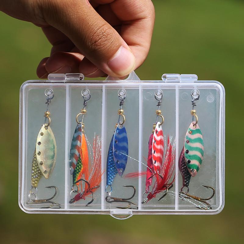 Fishing Lure Spinner Spoon Lure Rotating Metal Sequins Bait Hooks Wobbler Crankbait Fishing Tackle