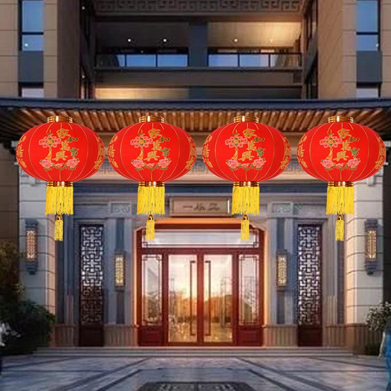 Китайский красный фонарь из флокированной ткани 2025 Новый год красные фонарики подвесной светильник китайский праздник весны декор традиционный подвесной светильник