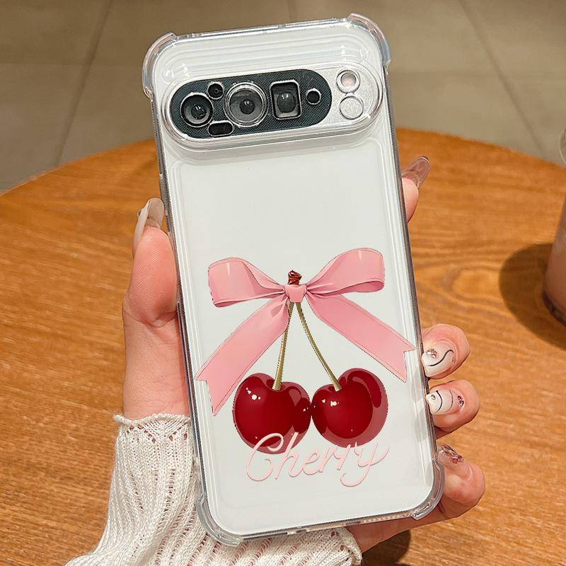 Чехол с узором из розовых бантиков для Google Pixel 9 Pro XL 9A, противоударный, из ТПУ и силикона, прозрачный, мягкий
