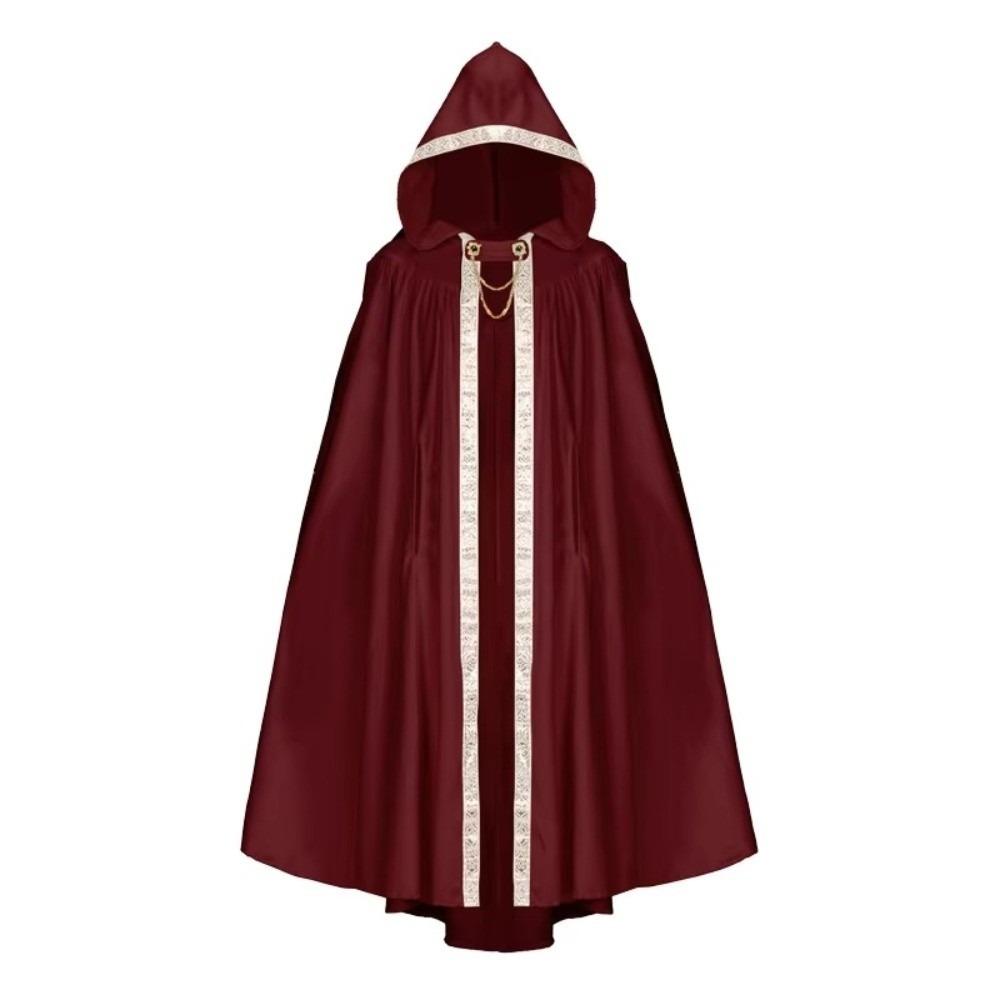 Pastoral Ribbon Edge Medieval Cloak Fantasy Hooded Cape Warrior Cloak Halloween Cloak Adult