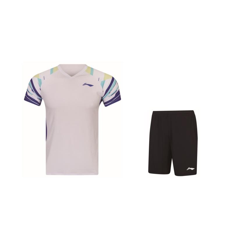 Коллекция Li Ning для бадминтона Комплект из майки и шорт для бадминтона Унисекс Белый Черный AATW015-2