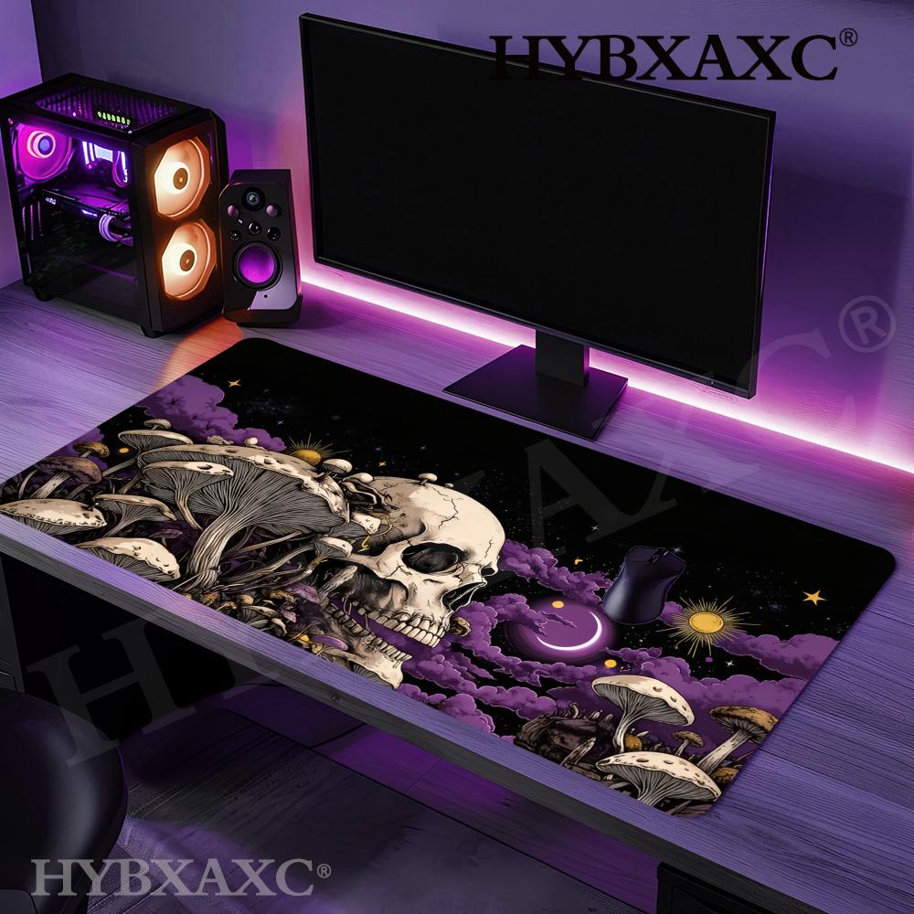 HYBXAXC Готский стиль грибы и черепа Коврик для мыши Настольный коврик со прошитыми краями Основа из натурального каучука коврик для мыши Расширенный коврик