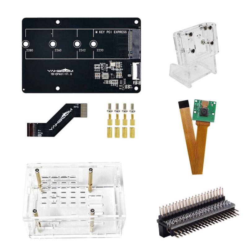Transparent Acrylic NVMe Expansion Board Case for Raspberry Pi 5, PCIe to M.2 SSD Adapter