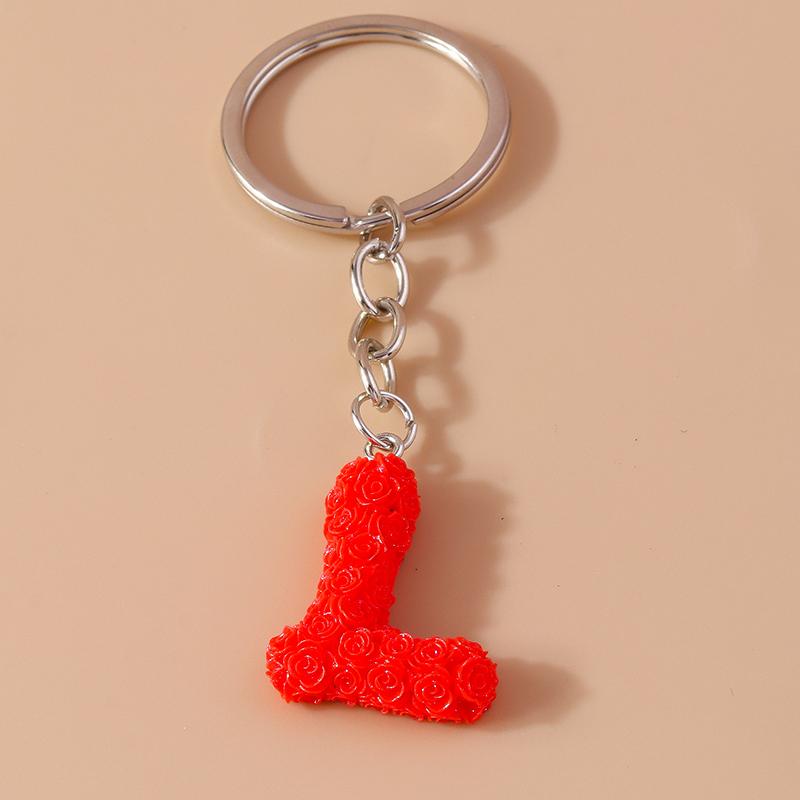 New Creative Flower Initial 26 Letter Keychain A-Z Alphabet Keyring Pendants for Women Girls Handbag Decor Jewelry Accessories