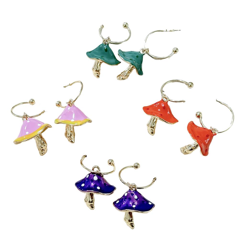 Серьги-капли в виде маленьких грибочков-масла Creative Dream Cute Mori, разноцветные серьги-капли в виде грибочков-масла