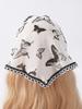 Fashion Butterfly Print Women's Turban Summer Lace Transparent Triangular Scarf Girl Silk Scarf Trendy Bandana Hair Accessories