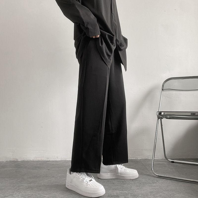 Черные повседневные мешковатые брюки, мужские прямые брюки до щиколотки, широкие брюки, уличная одежда, свободные мужские брюки больших размеров 3XL