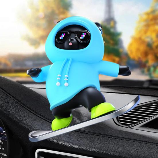 Скейтбординг Медведь Автомобиль Орнамент Мультяшная Форма Яркие выражения Забавный Конькобежец Медведь Украшение Приборной Панели Автомобиля