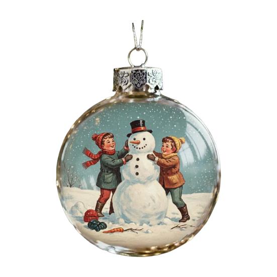 Прозрачные шары Винтажные украшения Домик в снежной деревне/Рождественская елка/Снеговик Подвесные шары для фермерского дома Рождественская елка Праздничная Свадебная Домашняя Декорация