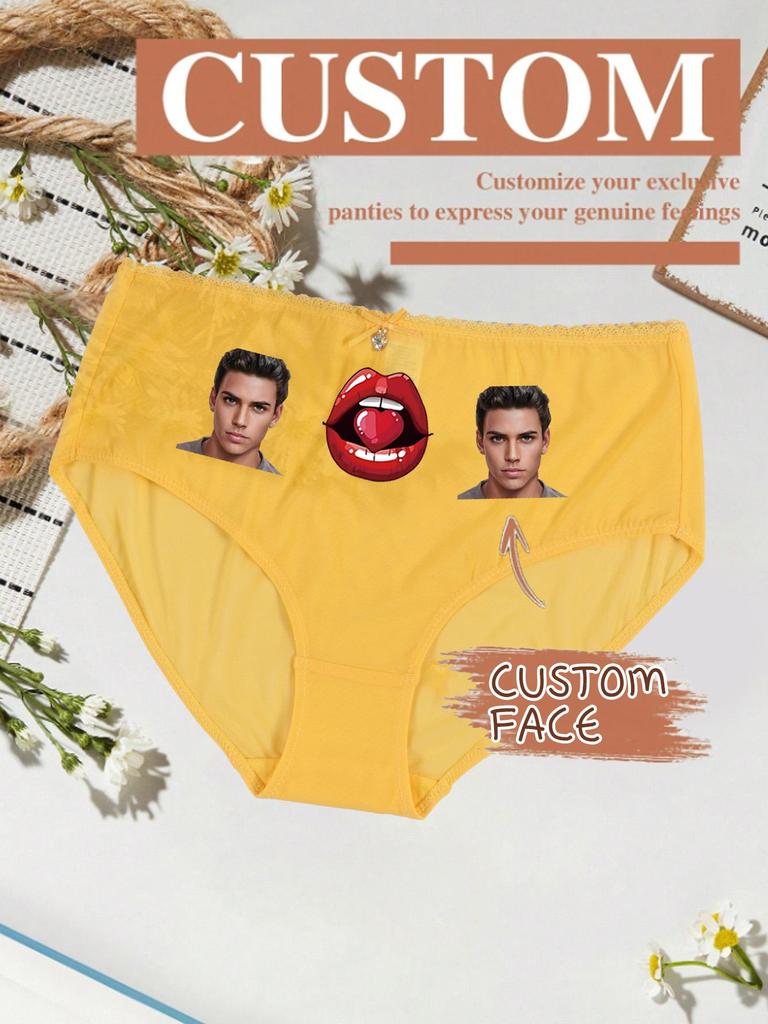 Women's Sweet Panties Custom Portrait Printed Patterns Comfortable  Breathable Stretch Panties Low Waist Panties