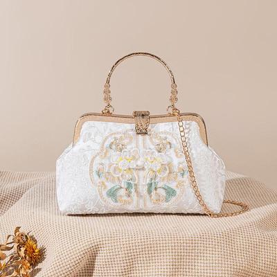 Элегантная сумка Ханфу: Вышитый стиль ципао с застежкой-лягушкой и застежкой-кисс-лок