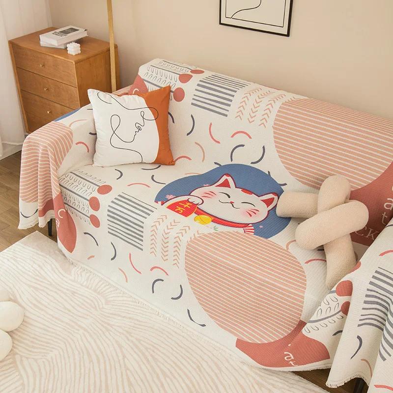 Полиэстер Хлопок Печатный Диван Полотенце Синель Диванные Одеяла Все Включено Чехол Ткань Четыре Сезона Диван Полотенце Анти Кошачьи Царапины