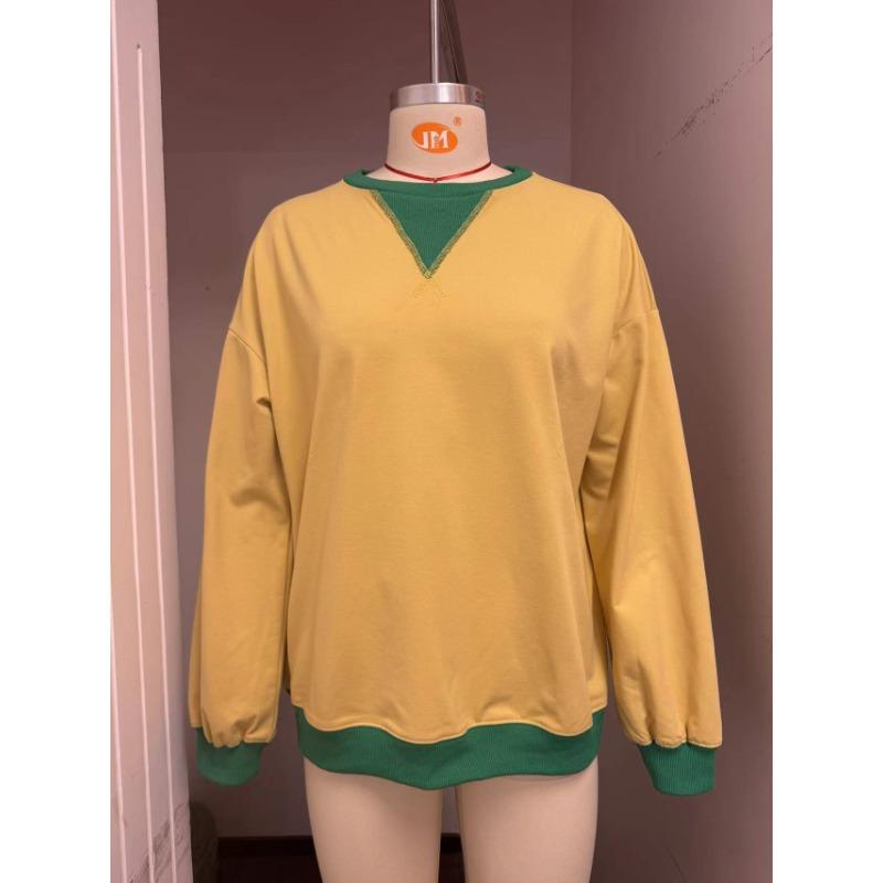 Осенне-зимняя женская однотонная свободная толстовка с круглым вырезом и вилкой