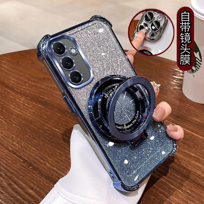 Противоударный чехол с блестящим покрытием и магнитным держателем для Samsung Galaxy A05 A05S A04 A04E A03S A02S A03 A02 A51 A71 A21S A31