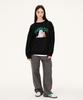 MOZMOZ Real Invisible Puppy Oversized Fleece-Lined Sweatshirt Black