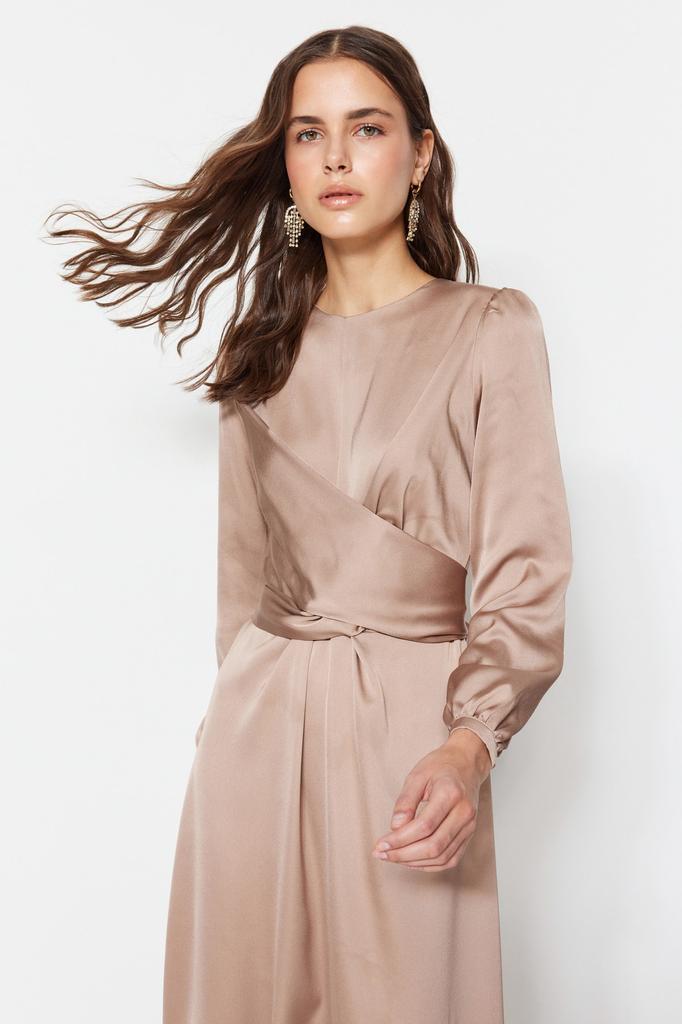 Женская мода новое вечернее платье в стиле хиджаб цвета экрю двубортное детальное свадебное длинное вечернее платье для особого дня