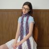 Niche Section Dyed Imitation Mink Knitted Narrow Scarf for Women with Concave Shape Decorated with Plush Velvet