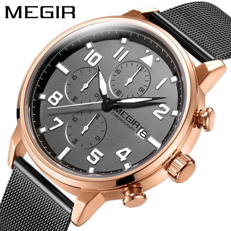 Watch Men'S Multifunctional Chronograph Waterproof Steel Belt Sports Quartz Watch 2157