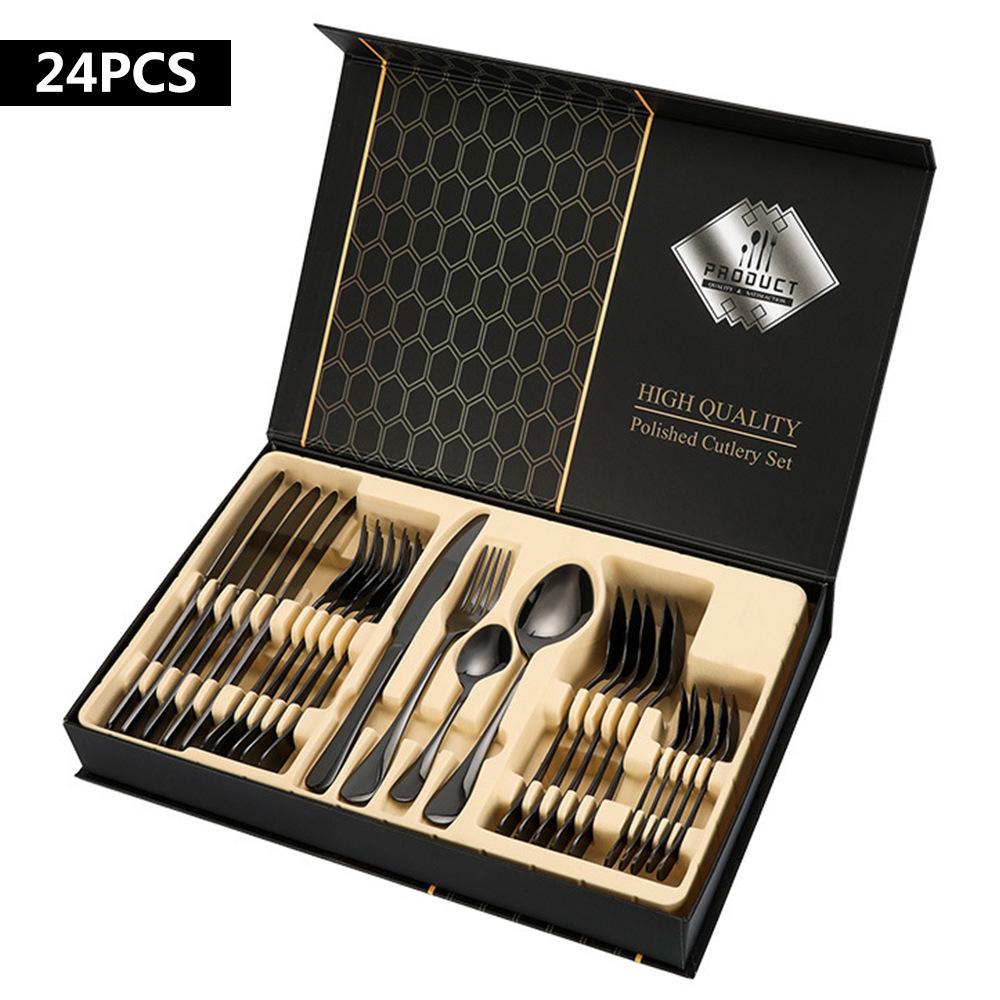 Tableware Set Stainless Steel Tableware 24-piece Knife, Fork and Spoon Gift Box Set Kitchen Tableware Set