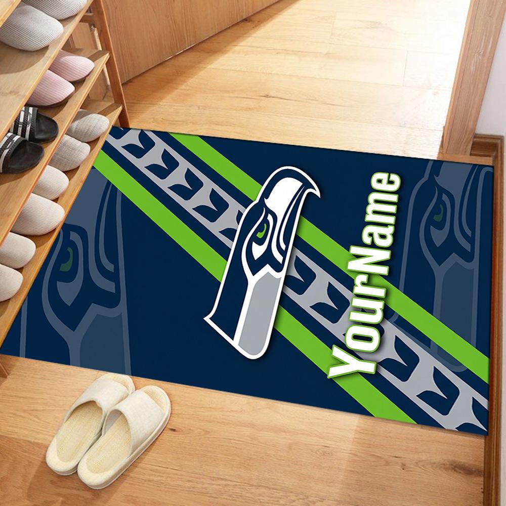 Seattle Seahawks Customize Text Area Rug Suitable For Bedrooms Decorate Room Entryway Hallway Antislip Carpet Anime Office Decor Gift For Festivals