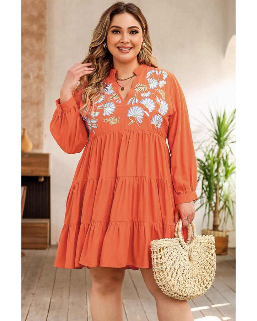 Azura Exchange Embroidered Tiered Ruffle Dress