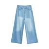 Summer Men's Denim Pants Old Blue Washed Male Jeans Straight Casual Menwear Loose Wide Leg Trousers Fashion