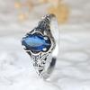 Marquise Cut Blue Sapphire Ring for Women Silver Jewelry Luxury Accessories Anniversary Gift