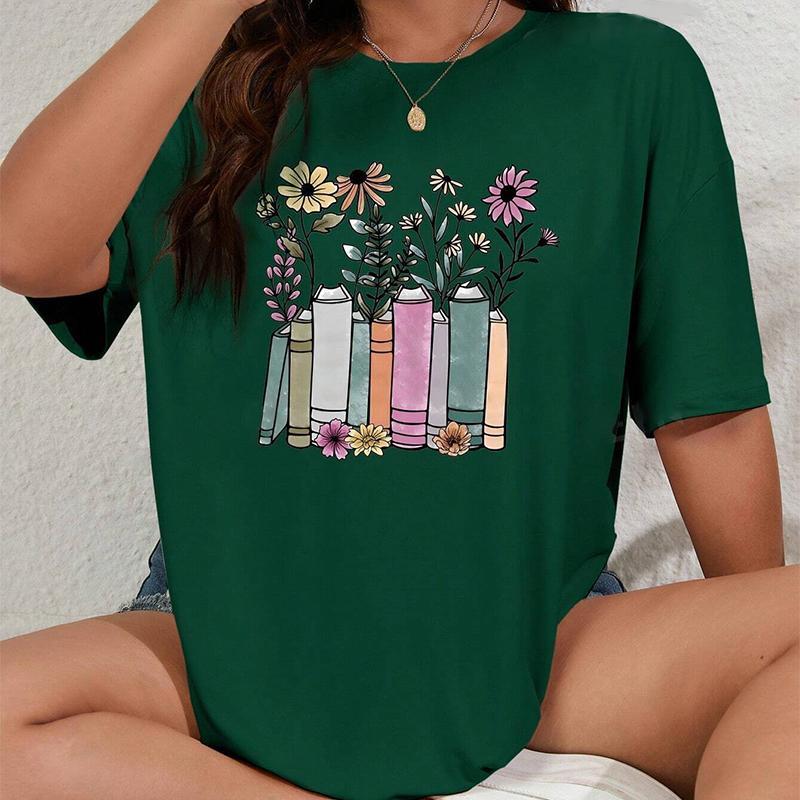 Модная женская креативная футболка с цветочным принтом, забавная повседневная футболка с круглым вырезом и короткими рукавами, летняя женская футболка