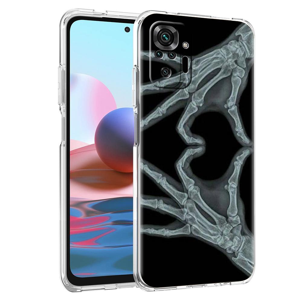 Прозрачный чехол для телефона для Redmi 14C 13C 10C 10 9 Note 13 12 11 K50 K40 Plus Pro 4G 5G Мягкий ТПУ чехол Осень Рентген Кости Руки