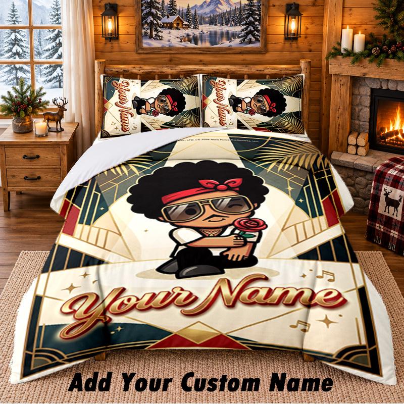 Bruno Mars Custom Name 3Pcs Bedding Set 1 Bed Sheet 2 Pillowcases Bedroom Home Decor