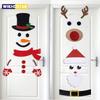 Рождественские наклейки на двери и окна, фетровая ткань, мультяшный снеговик, Санта-Клаус, лось, настенная наклейка для зимы, Рождества, Нового года, декоративная наклейка